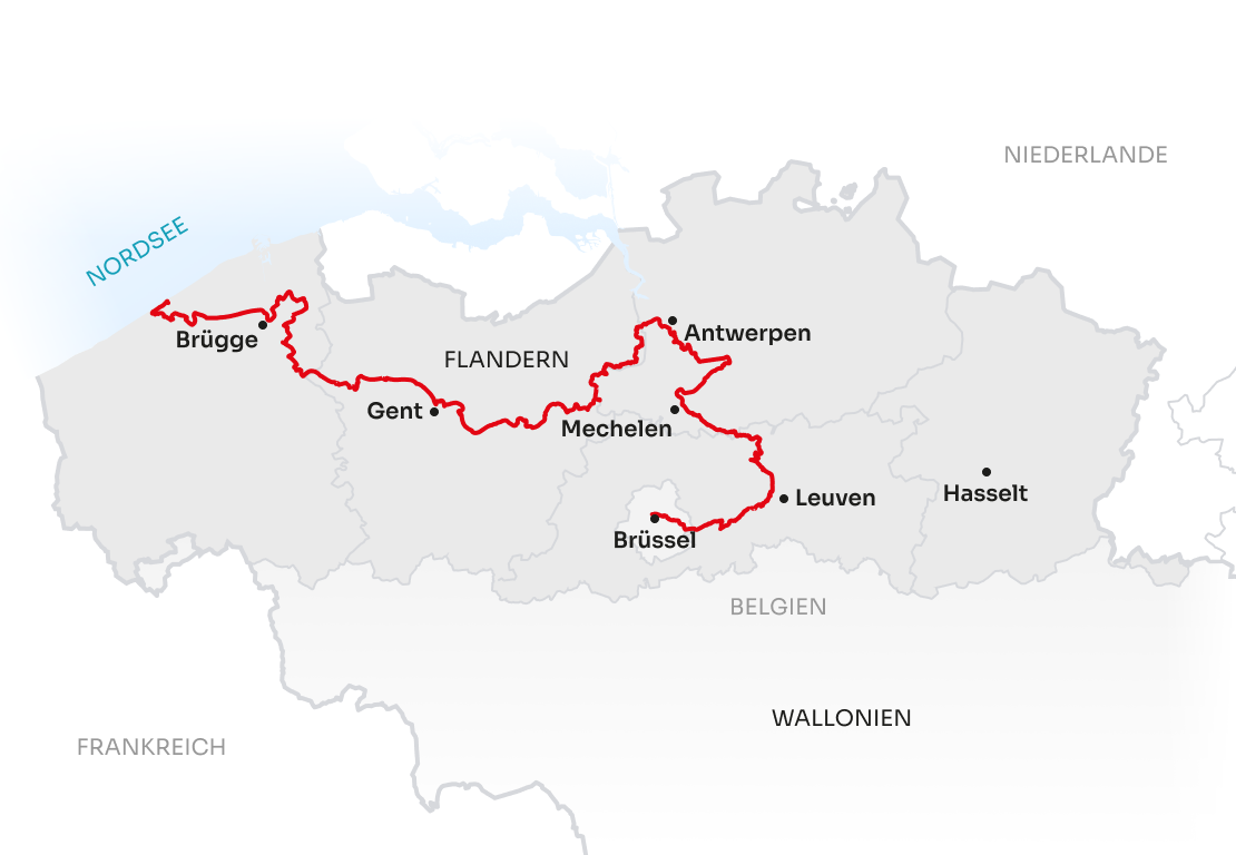 Map Flanders GE Art Cities Route